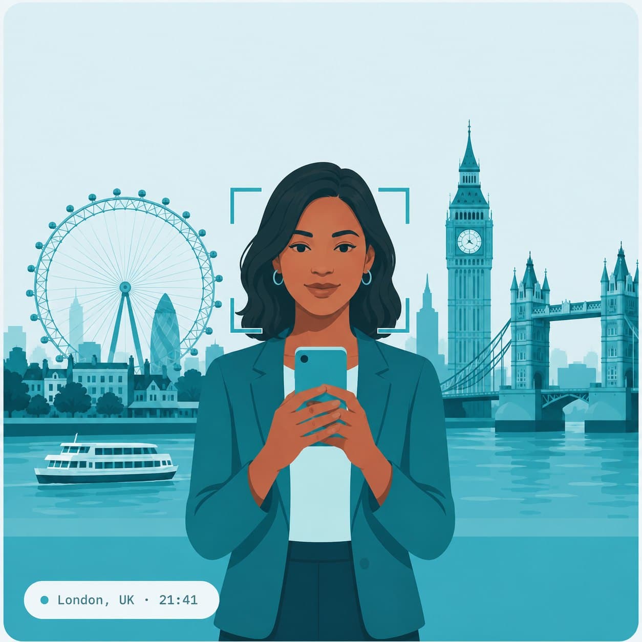 Chloe verifying their identity on their phone in London