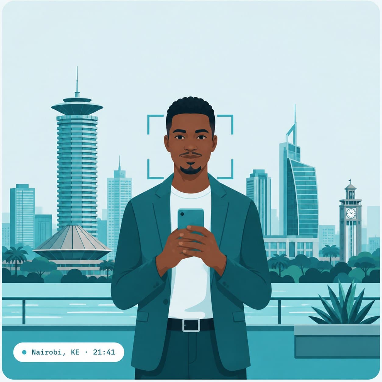 Kamau أثناء التحقق من الهوية عبر الهاتف في Nairobi